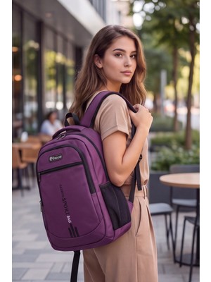 Liarca 4 Bölmeli Ergonomik Okul Lise Üniversite ve Günlük Çok Fonksiyonlu Geniş Hacimli Şehir ve Seyahat Mor Sırt Çantası