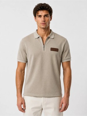 Prolet Erkek Fermuarlı Waffle Polo T-Shirt