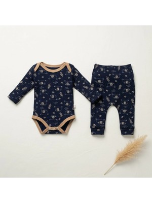 Minelora Unisex Bebek Ayıcıklı Zıbın & Pantolon 2'li Takım