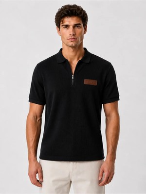 Prolet Erkek Fermuarlı Waffle Polo T-Shirt