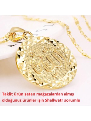 ShellWetr Altın Kaplama Işıltılı “allah” Yazılı Kadın Kolye | Zarif & Anlamlı Manevi Tasarım | Şık Hediyelik