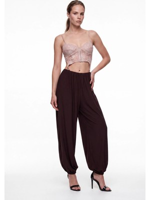 Cemo Basic Beli Lastikli Şalvar Pantolon