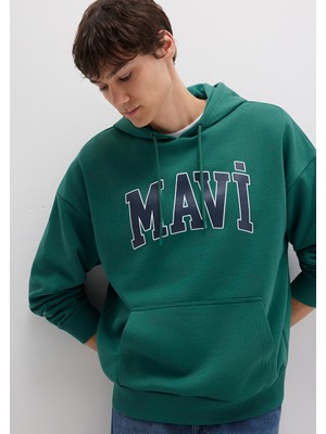 Mavi Baskılı Sweatshırt Zümrüt Yeşil