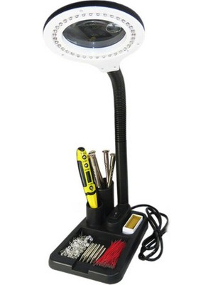 Die Grup Esnek 5x /10X 40 LED Işıklı Büyüteç - Lamba Büyüteç Okuma - Çalışma Lehim Masa Lambası A808