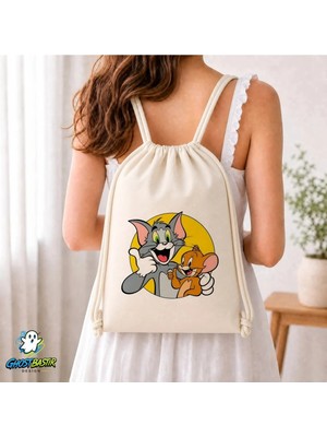 Ghostbastır Design Tom ve Jerry Büzgülü Keten Çanta C342