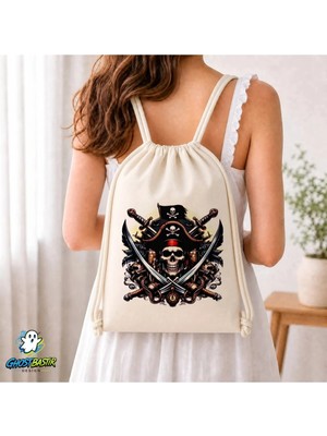 Ghostbastır Design Hayalet Korsan Büzgülü Keten Çanta C112