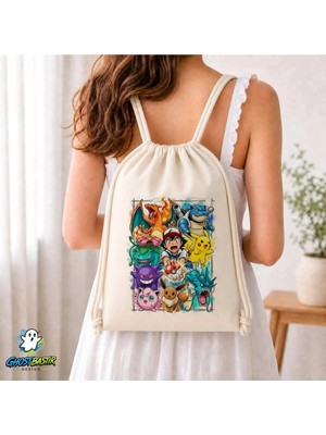 Ghostbastır Design Pokemon Büzgülü Keten Çanta C238
