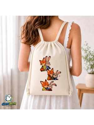 Ghostbastır Design Zootopia Büzgülü Keten Çanta C372