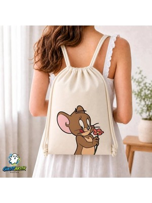 Ghostbastır Design Tom ve Jerry Büzgülü Keten Çanta C339