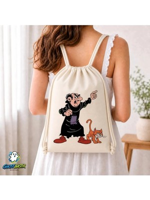 Ghostbastır Design Gargamel Büzgülü Keten Çanta C100