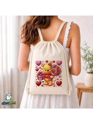 Ghostbastır Design Winnie The Pooh Büzgülü Keten Çanta C366