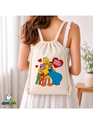 Ghostbastır Design Susam Sokağı Büzgülü Keten Çanta C293