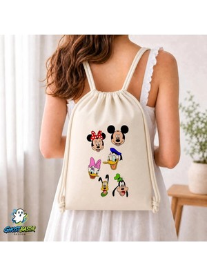 Ghostbastır Design Disney Kahramanları Büzgülü Keten Çanta C077
