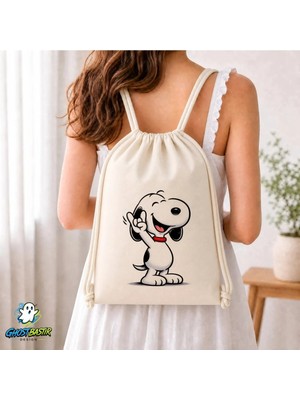 Ghostbastır Design Snoopy Büzgülü Keten Çanta C282