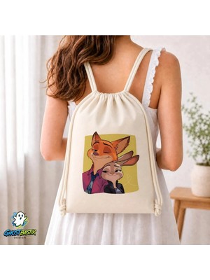 Ghostbastır Design Zootropolis Büzgülü Keten Çanta C377