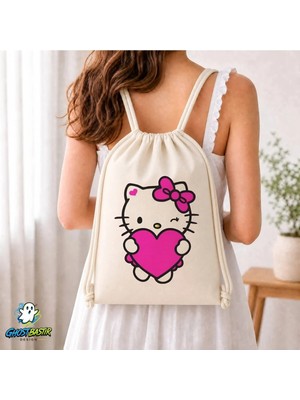 Ghostbastır Design Hello Kitty Büzgülü Keten Çanta C115