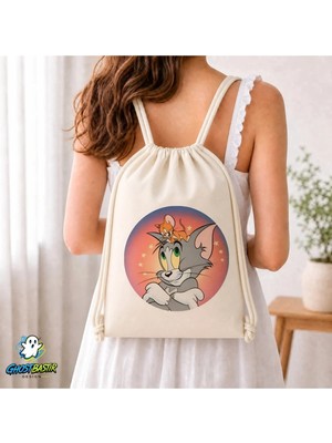 Ghostbastır Design Tom ve Jerry Büzgülü Keten Çanta C338