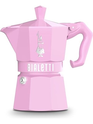 Bialetti - Exclusive: 3 Cups Ocak Üstü Espresso Pişirici - 130ML - Pembe Renk - Alüminyum Gövde