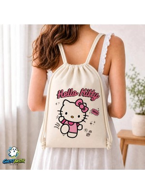Ghostbastır Design Hello Kitty Büzgülü Keten Çanta C116