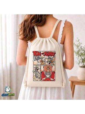Ghostbastır Design Tom ve Jerry Büzgülü Keten Çanta C349
