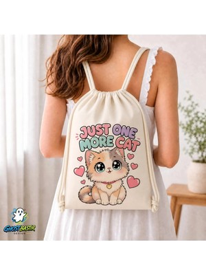 Ghostbastır Design Kedili Büzgülü Keten Çanta C136