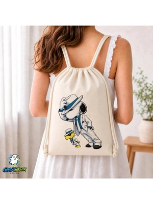 Ghostbastır Design Snoopy Büzgülü Keten Çanta C283