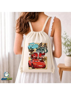 Ghostbastır Design Cars Mcqueen Büzgülü Keten Çanta C061