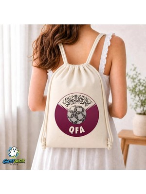 Ghostbastır Design Katar Futbol Federasyonu Büzgülü Keten Çanta C134