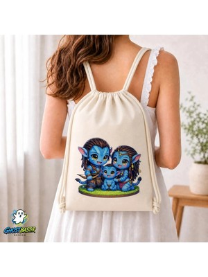 Ghostbastır Design Avatar Büzgülü Keten Çanta C021