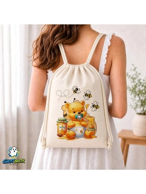 Ghostbastır Design Winnie The Pooh Büzgülü Keten Çanta C369