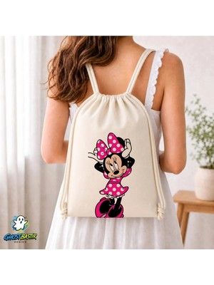 Ghostbastır Design Minnie Mouse Büzgülü Keten Çanta C194
