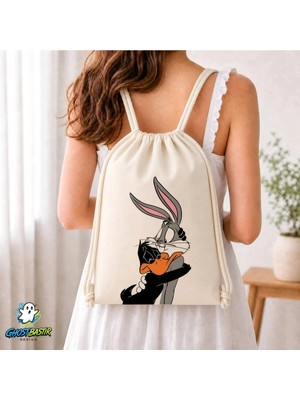 Ghostbastır Design Looney Tunes Büzgülü Keten Çanta C180