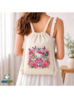 Ghostbastır Design Hello Kitty Büzgülü Keten Çanta C117