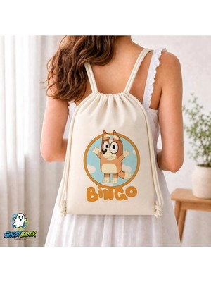 Ghostbastır Design Bluey Büzgülü Keten Çanta C036