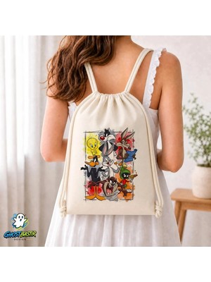 Ghostbastır Design Looney Tunes Büzgülü Keten Çanta C175