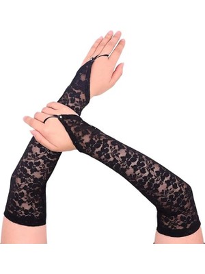 Eco Lounge Parmak Askılı Zarif Gece Şıklığı Dantel Eldiven 40 cm BX40
