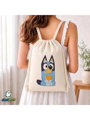 Ghostbastır Design Bluey Büzgülü Keten Çanta C043