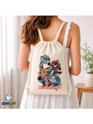 Ghostbastır Design Zootopia Büzgülü Keten Çanta C374