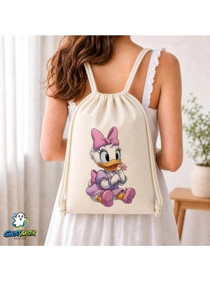 Ghostbastır Design Daisy Duck Büzgülü Keten Çanta C073