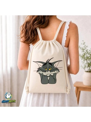 Ghostbastır Design Tom ve Jerry Büzgülü Keten Çanta C347
