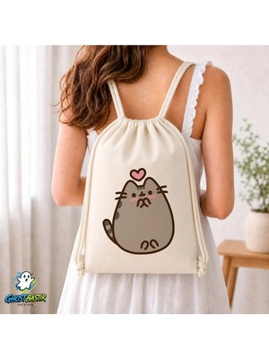 Ghostbastır Design Pusheen Büzgülü Keten Çanta C251