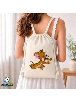 Ghostbastır Design Tom ve Jerry Büzgülü Keten Çanta C344