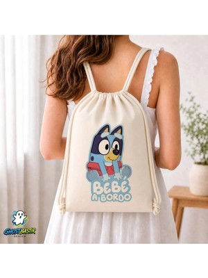Ghostbastır Design Bluey Büzgülü Keten Çanta C034