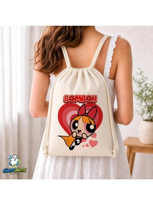 Ghostbastır Design Powerpuff Girls Büzgülü Keten Çanta C243