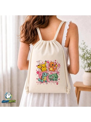 Ghostbastır Design Pokemon Büzgülü Keten Çanta C239