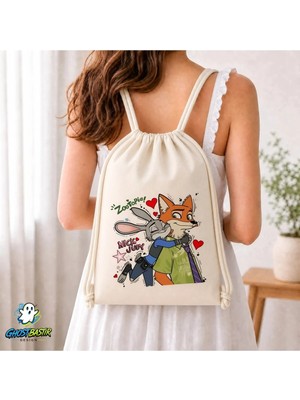 Ghostbastır Design Zootopia Büzgülü Keten Çanta C373