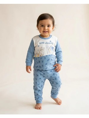 Good Night Baskılı Mavi Bebek Pijama Takımı
