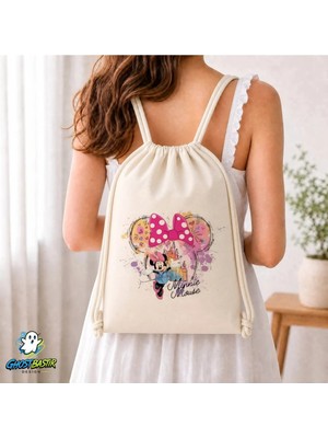 Ghostbastır Design Minnie Mouse Büzgülü Keten Çanta C193
