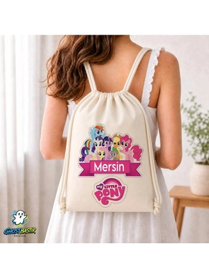 Ghostbastır Design Kişiye Özel My Little Pony Büzgülü Keten Çanta C158