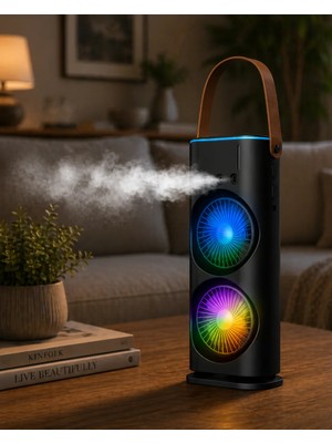 ALK Çift Fanlı Nemlendiricili Masaüstü Soğutucu USB Girişli Sessiz Serinletici